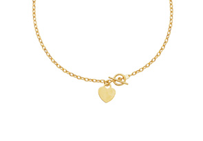 14K Yellow Gold (5 G) 17 Inch Shiny Oval Link Necklace W/ Heart By SuperJeweler