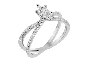 3/4 Carat Marquise Shape Diamond Engagement Ring In 14K White Gold (3.50 G) (H-I, SI2-I1) By SuperJeweler