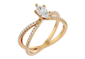3/4 Carat Marquise Shape Diamond Engagement Ring In 14K Yellow Gold (3.50 G) (H-I, SI2-I1) By SuperJeweler