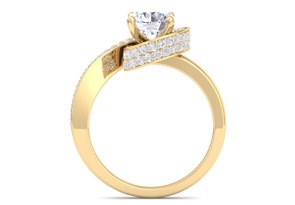 Modern Asymmetrical Round Brilliant 2 Carat Diamond Engagement Ring In 14K Yellow Gold (5.8 G) (I-J, I1-I2 Clarity Enhanced) By SuperJeweler