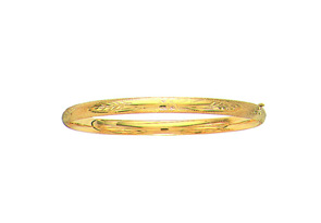 14K Yellow Gold (4.90 G) 5.0mm 7 Inch Florentine Round Dome Classic Bangle Bracelet By SuperJeweler