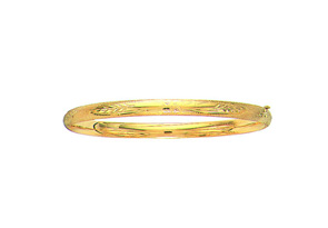14K Yellow Gold (5.30 G) 5.0mm 8 Inch Florentine Round Dome Classic Bangle Bracelet By SuperJeweler