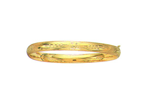 14K Yellow Gold (8 G) 6.0mm 8 Inch Florentine Round Dome Classic Bangle Bracelet By SuperJeweler