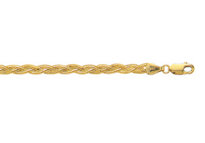 14K Yellow Gold (3.60 G) 3.5mm 10 Inch Diamond Cut Braided Fox Chain Necklace Anklet By SuperJeweler