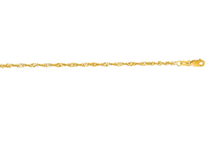 14K Yellow Gold (1.80 G) 2.1mm 10 Inch Shiny Diamond Cut Singapore Chain Necklace Anklet By SuperJeweler