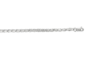 14K White Gold (2.40 G) 2.9mm 5.50 Inch Children's Diamond Cut Heart Ring Chain Bracelet By SuperJeweler