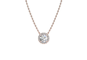1 1/5 Carat Halo Diamond Necklace In 14K Rose Gold (2.50 G), H/I, 18 Inch Chain By SuperJeweler