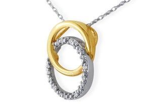 .02 Carat Circle Style Diamond Pendant Necklace In 10k Two Tone Gold, K/L, 18 Inch Chain By SuperJeweler
