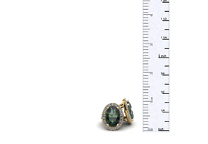 2 1/4 Carat Oval Shape Mystic Topaz & Halo Diamond Stud Earrings In 14K Yellow Gold, I/J By SuperJeweler