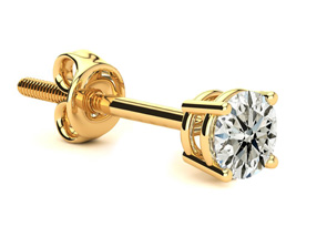 1/2 Carat Single Diamond Stud Earring In 14K Yellow Gold (J-K, I1-I2) By Hansa