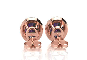 3 1/4 Carat Oval Shape Mystic Topaz & Halo Diamond Stud Earrings In 14K Rose Gold, I/J By SuperJeweler