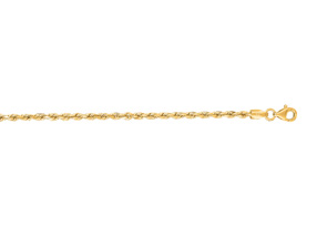 14K Yellow Gold (2.60 G) 2.50mm 7 Inch Solid Diamond Cut Rope Chain Bracelet By SuperJeweler