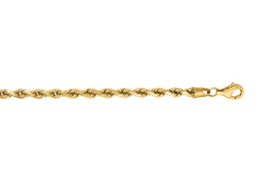 14K Yellow Gold (8.40 G) 4.0mm 8 Inch Solid Diamond Cut Rope Chain Bracelet By SuperJeweler