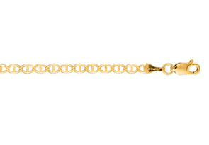 14K Yellow Gold (1.70 G) 3.20mm 7 Inch Diamond Cut Mariner Link Chain Bracelet By SuperJeweler