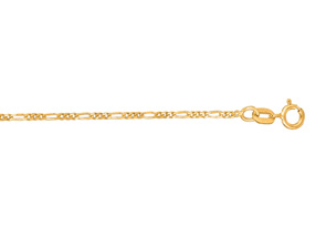 14K Yellow Gold (1.36 G) 1.30mm 16 Inch Diamond Cut Classic Figaro Chain Necklace By SuperJeweler