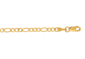 14K Yellow Gold (2.50 G) 3.10mm 7 Inch Diamond Cut Classic Figaro Chain Bracelet By SuperJeweler