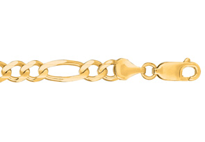 14K Yellow Gold (9.40 G) 6.0mm 7 Inch Diamond Cut Classic Figaro Chain Bracelet By SuperJeweler