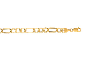 14K Yellow Gold (4.60 G) 6.5mm 8.5 Inch Diamond Cut Light Figaro Chain Bracelet By SuperJeweler