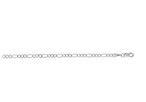 14K White Gold (2.50 G) 2.60mm 10 Inch Diamond Cut Classic Figaro Chain Necklace Anklet By SuperJeweler