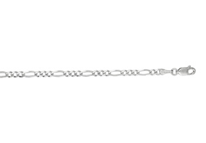 14K White Gold (7.10 G) 3.0mm 20 Inch Diamond Cut Classic Figaro Chain Necklace By SuperJeweler