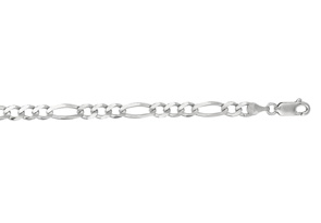 14K White Gold (5.80 G) 4.60mm 8 Inch Diamond Cut Classic Figaro Chain Bracelet By SuperJeweler