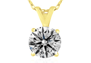 1 Carat Diamond Pendant Necklace In 14k Yellow Gold, K/L, 18 Inch Chain By SuperJeweler