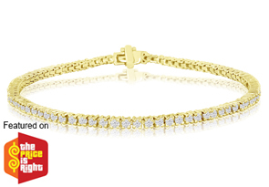 2 Carat Genuine Diamond Tennis Bracelet In 14K Yellow Gold (8.4 G), I/J, 7 Inch By SuperJeweler