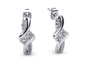 1/4 Carat Two Stone Diamond Knot Earrings In 14K White Gold (2 G), I/J By SuperJeweler
