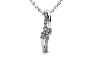 1/3 Carat Two Stone Two Diamond Curve Necklace In 14K White Gold (1.5 G), I/J, 18 Inch Chain By SuperJeweler