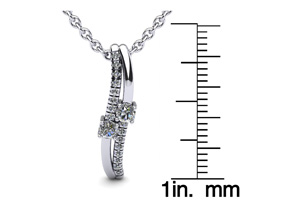 1/3 Carat Two Stone Two Diamond Curve Necklace In 14K White Gold (1.5 G), I/J, 18 Inch Chain By SuperJeweler