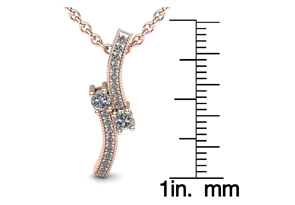 1/3 Carat Two Stone Two Diamond Swirl Necklace In 14K Rose Gold (1.5 G), I/J, 18 Inch Chain By SuperJeweler
