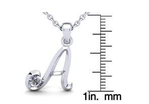 Letter A Diamond Initial Necklace In White Gold (1.8 G) W/ Free Chain, I/J, 18 Inch Chain By SuperJeweler