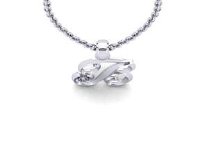 Letter B Diamond Initial Necklace In White Gold (1.8 G) W/ Free Chain, I/J, 18 Inch Chain By SuperJeweler