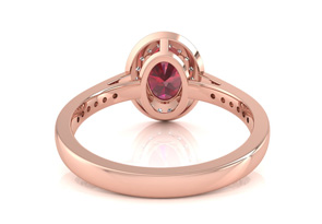 1 3/4 Carat Oval Shape Ruby & Halo Diamond Ring In 14K Rose Gold (4.7 G), I/J By SuperJeweler