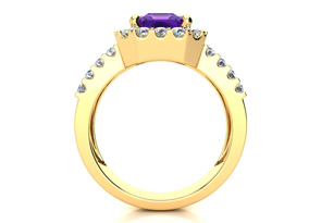 3 Carat Amethyst & Halo Diamond Ring In 14K Yellow Gold (8.7 G), I/J By SuperJeweler