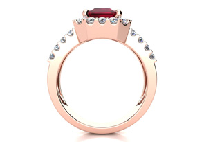 3 3/4 Carat Ruby & Halo Diamond Ring In 14K Rose Gold (8.7 G), I/J By SuperJeweler