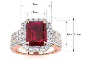 3 3/4 Carat Ruby & Halo Diamond Ring In 14K Rose Gold (8.7 G), I/J By SuperJeweler