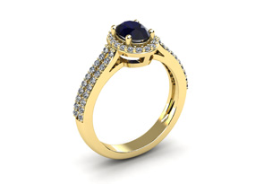 1.5 Carat Oval Shape Sapphire & Halo Diamond Ring In 14K Yellow Gold (3.3 G), I/J By SuperJeweler