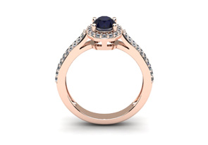 1.5 Carat Oval Shape Sapphire & Halo Diamond Ring In 14K Rose Gold (3.3 G), I/J By SuperJeweler