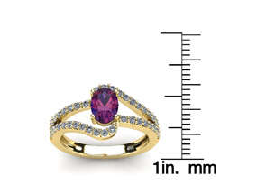 1 Carat Oval Shape Amethyst & Fancy Diamond Ring In 14K Yellow Gold (3.3 G), I/J By SuperJeweler