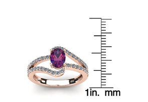 1 Carat Oval Shape Amethyst & Fancy Diamond Ring In 14K Rose Gold (3.3 G), I/J By SuperJeweler