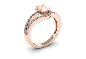 1-1/4 Carat Oval Shape Morganite & Fancy Diamond Ring In 14K Rose Gold (3.3 G) (I-J, I1-I2) By SuperJeweler