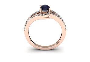 1.5 Carat Oval Shape Sapphire & Fancy Diamond Ring In 14K Rose Gold (3.3 G), I/J By SuperJeweler