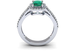 1 1/3 Carat Emerald Cut & Halo Diamond Ring In 14K White Gold (3.3 G), I/J By SuperJeweler