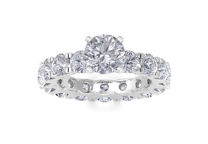14K White Gold (5.8 G) 5 Carat Diamond Eternity Engagement Ring W/ 1.5 Carat Round Brilliant Center (I-J, I1-I2 Clarity Enhanced) By SuperJeweler