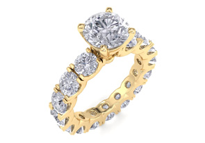 14K Yellow Gold (5.9 G) 5 Carat Diamond Eternity Engagement Ring W/ 1.5 Carat Round Brilliant Center, I/J By SuperJeweler