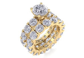 14K Yellow Gold (11.9 G) 10 Carat Diamond Eternity Engagement Ring W/ Matching Band (I-J, I1-I2 Clarity Enhanced) By SuperJeweler