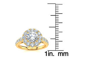 14K Yellow Gold (5 G) 1 1/3 Carat Classic Round Halo Diamond Engagement Ring (I-J, I1-I2 Clarity Enhanced) By SuperJeweler
