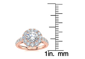 14K Rose Gold (5 G) 1 1/3 Carat Classic Round Halo Diamond Engagement Ring (I-J, I1-I2 Clarity Enhanced) By SuperJeweler