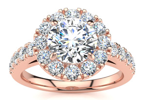 14K Rose Gold (6 G) 1.5 Carat Classic Round Halo Diamond Engagement Ring (I-J, I1-I2 Clarity Enhanced) By SuperJeweler